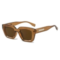 Lunettes de soleil carrées vintage ambre avec verres bruns et détail argenté élégant - Monture Thé Verres Thé