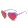 Fashion heart shaped sunglasses with lavender frame and pink gradient lenses - Purple Frame Mirrored Purple