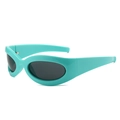 Lunettes de soleil ovales turquoise futuristes avec monture épaisse et verres foncés - Monture Bleue Verres Gris