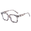 Retro square sunglasses with vintage marble pattern frames and UV protection for women - Grey White Marble