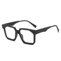 Retro square frame fashion sunglasses in matte black finish with ergonomic thick temples - Plain Lens / Matte Black