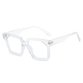 Minimalist square transparent sunglasses with thick clear frames and silver hinge details - Clear