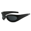 Lunettes de soleil ovales noires futuristes style Y2K avec verres gris foncé - Monture Noire Verres Noir Gris
