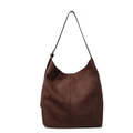 Borsa tote retrò in pelle scamosciata marrone scuro con design hobo e tracolla regolabile per donna - caffè