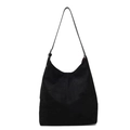 Grande borsa hobo nera in finta pelle scamosciata con cucitura verticale centrale - Nero