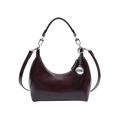Bolso de hombro vintage rojo vino en cuero charol con colgante de bola plateada chic - Marrón