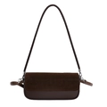 Deep brown vintage underarm bag with suede patchwork and silver hardware - With Pendant / Brown