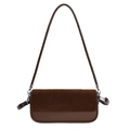 Fashionable dark brown crossbody bag with suede and smooth leather texture finish - With Pendant / Brown