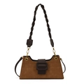 Brown faux crocodile leather shoulder bag with vintage dark brown buckle and gold hardware - Brown