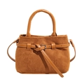 Bolso bandolera de ante marrón con hebilla vintage y correa ajustable - Marrón