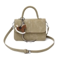 Minimalist vintage khaki top handle bag with horse pendant and adjustable shoulder strap - Khaki (With Charm)