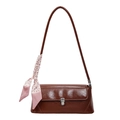 Borsa sottospalla marrone scuro con chiusura a scatto argento e foulard di seta leopardato - Marrone