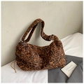 Retro frosted leopard print underarm shoulder bag, stylish casual daily crossbody tote for women. - No Pendant / Leopard Brown
