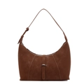 Bolso de hombro hobo retro marrón oscuro con costuras y correa ajustable - Marrón