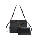 Black matte tote bag set with gold hardware and adjustable strap on white background - Black without Pendant