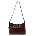 Bolso tote vintage de cuero granate con correa ajustable para uso diario de oficina - Burdeos