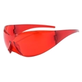 Futuristische rote durchscheinende Butterfly-Wrap-Around-Sonnenbrille im Unibody-Design - Rot