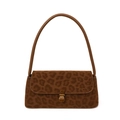 Vintage leopard print underarm bag with matte finish and gold-tone clasp closure - Brown