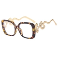 Square tortoise frame glasses with gold serpent temple design on white background - Tortoise Frame