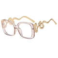 Eleganti occhiali quadrati rosa con decorazione a serpente in metallo dorato - Montatura Tè Chiaro