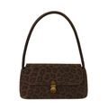 Vintage Unterarmtasche mit Leopardenmuster, Kunstfell-Textur und goldener Schnalle - Kaffeebraun