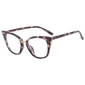 Classic tortoiseshell cat eye sunglasses with gold metal bridge and clear lenses - Floral Frame