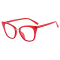 Classic cat-eye sunglasses with transparent red frames and golden metal bridge details - Red Frame