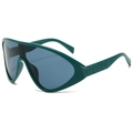 Lunettes de soleil aviateur oversize vert foncé avec design élégant en relief FASHION - Monture Verte Verres Bleu Gris