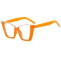 Gafas cat-eye de moda con montura naranja y barra superior de metal dorado elegante - Marco Naranja Patilla Rosa