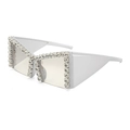 Fashionable oversized white cat-eye sunglasses with luxury crystal rhinestones and grey lenses - White Frame Silver Mirror Lenses