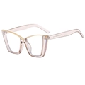 Gafas cat-eye de gran tamaño en color champán con detalles metálicos en V dorada - Marco Té Claro