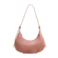 Bolso hobo plisado rosa claro en forma de media luna con correa ajustable para hombro - Rosa