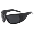 Lunettes de soleil oversize enveloppantes tendance avec un design punk sport noir - Monture Noire Verres Noir Gris