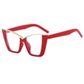 Montura de gafas ojo de gato roja con adorno metálico dorado y estilo retro chic - Marco Rojo