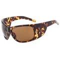 Lunettes de soleil oversize rétro écaille avec verres bruns pour le sport et la mode - Monture Écaille