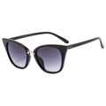 Occhiali da sole cat-eye neri con lenti viola sfumate e ponte in metallo dorato fine - Montatura Nera Lente Grigia Sfumata