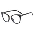 Classic black cat-eye sunglasses with gold metal bridge and silver rivet accents - Black Frame