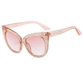 Occhiali da sole cat-eye alla moda con montatura rosa glitterata e lenti sfumate - Montatura Glitter Rosa Lenti Rosa Sfumate