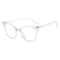 Classic transparent cat eye sunglasses with gold metal bridge and retro rice stud accents - Transparent Frame