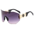Lunettes de soleil sans monture surdimensionnées avec verres dégradés violets et logo cerf - Monture Noire Verres Gris Rose