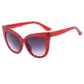 Occhiali da sole chic cat eye con montatura rossa glitterata e lenti grigie sfumate - Montatura Glitter Rossa Lenti Grigie Sfumate