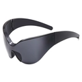Occhiali da sole cat eye neri futuristici con montatura a maschera senza bordi - Grigio Scuro