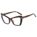 Montatura per occhiali cat-eye tartarugati con dettagli in metallo dorato a T - Montatura tartarugata