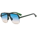 Green punk frame oversized shield sunglasses with gradient blue and pink lenses - Green Frame Green Tea Lens