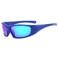 Blue splash patterned outdoor sports sunglasses with colorful reflective mirror lenses - Blue Frame Blue Mirror (Splatter)