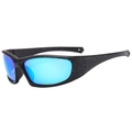Outdoor sports sunglasses with starry black matte frame and blue mirrored lenses - Sand Black Frame Blue Mirror (Splatter)