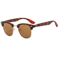 Classic round oversized sunglasses with tortoise shell frame and gold metal rims - Tortoise Shell Frame