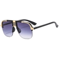 Oversized punk shield sunglasses with purple gradient lenses and gold metal details - Black Frame Gradient Gray Lens
