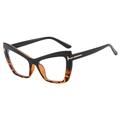 Montatura cat-eye nera e tartarugata con accenti metallici dorati a forma di T dorata - Montatura Tartarugata Nera