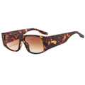 Retro tortoise shell square sunglasses with brown gradient lenses and silver accents - Demi Frame Gradient Tea Lens